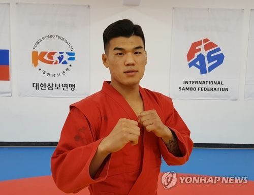 2017년 삼보 세계선수권 금메달 이후 연합뉴스와 인터뷰했던 고석현[연합뉴스 자료사진]