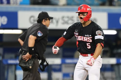 결승 홈런을 치고 환호하는 KIA 김도영[KIA 타이거즈 제공. 재판매 및 DB 금지]