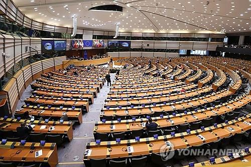 이스라엘에 대한 대응 논의하는 EU 회의장 모습[EPA=연합뉴스 자료사진. 재판매 및 DB 금지]