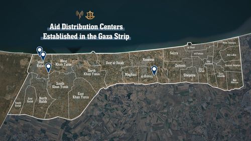GHF 구호품 배급소 위치[이스라엘군 제공. 재판매 및 DB 금지]
