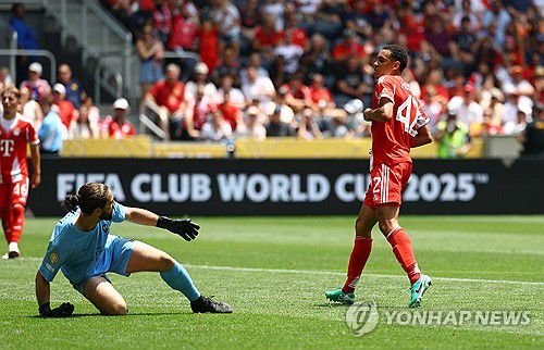 득점에 성공한 자말 무시알라[로이터=연합뉴스]