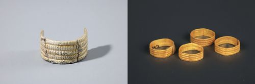 백제와 신라의 반지 왼쪽은 공주 왕릉원 2호분 출토 반지, 오른쪽은 경주 황남대총 북분 출토 반지 [국립부여문화유산연구소 제공. 재판매 및 DB 금지]