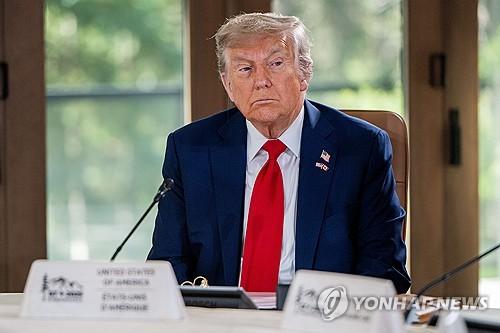 G7 정상회의 참석한 트럼프 미국 대통령[EPA=연합뉴스. 재판매 및 DB 금지]