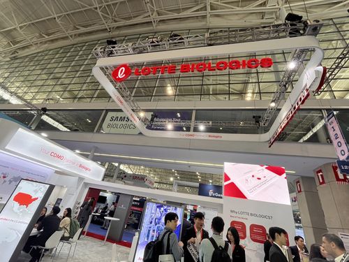 2025 바이오 USA 롯데바이오로직스 부스(보스턴=연합뉴스) 유한주 기자 = 2025 바이오 USA에 설치된 롯데바이오로직스 부스. 2025.6.19. hanju@yna.co.kr