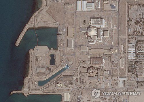 이란이 러시아와 합작해 건설한 부셰르 원전 위성사진[로이터=연합뉴스. 플래닛랩스 제공. 재판매 및 DB 금지]