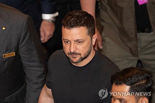 젤렌스키 우크라이나 대통령, 샹그릴라 호텔 도착[연합뉴스 자료사진]