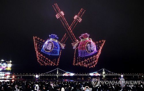 광안리 드론쇼[올해 1월 드론쇼 사진]