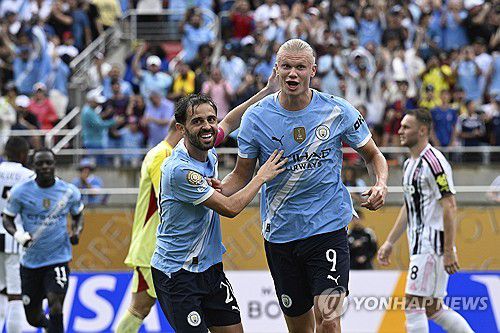 득점 후 기뻐하는 맨시티 엘링 홀란(9번).[AP=연합뉴스]