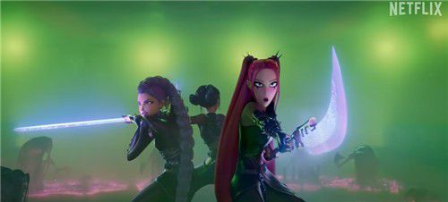 무기를 들고 싸우고 있는 '헌트릭스'[유튜브 'Netflix Korea 넷플릭스 코리아' 캡처. 재판매 및 DB 금지]