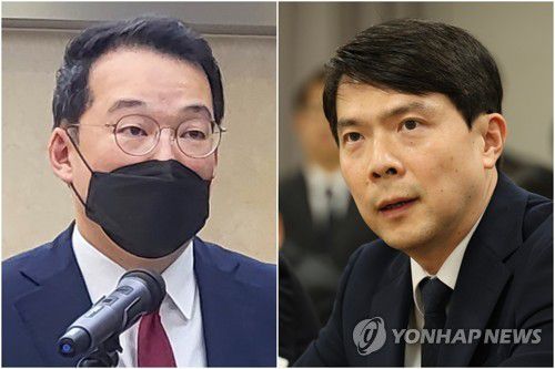 최지석 법무부 기획조정실장(왼쪽)-성상헌 검찰국장[연합뉴스 자료사진]