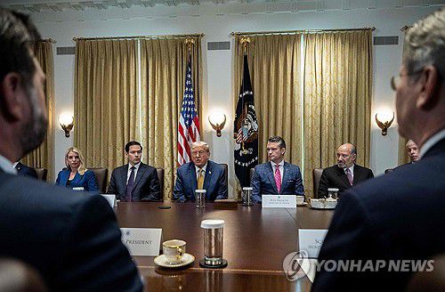 각료회의에서 발언하는 트럼프 미 대통령[워싱턴 AFP=연합뉴스 재판매 및 DB금지]