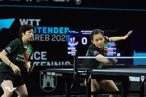 WTT 자그레브 대회 복식에 나섰던 유한나(왼쪽)와 김나영[WTT 인스타그램 캡처. 재판매 및 DB 금지]