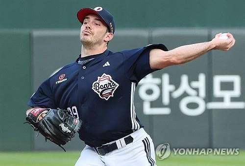 두산의 선발 투수 잭 로그[연합뉴스 자료 사진. 재판매 및 DB 금지]