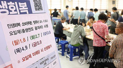 민생회복 소비쿠폰 1차 신청 시작(대구=연합뉴스) 윤관식 기자 = 민생회복 소비쿠폰 신청이 시작된 지난 21일 대구 달서구 진천동행정복지센터에서 시민들이 신청 순서를 기다리고 있다. 2025.7.21 psik@yna.co.kr