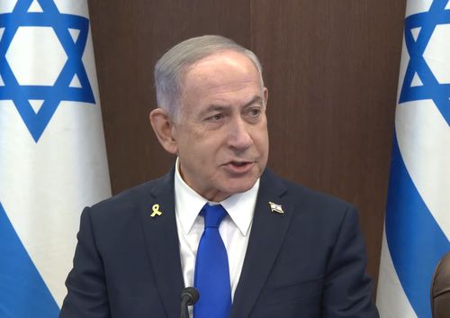 4일(현지시간) 각료회의서 발언하는 네타냐후 총리[이스라엘 정부 공보국 제공. 재판매 및 DB 금지]