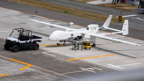 일본에서 목격된 이스라엘 헤론 MK II 드론[엑스 @shiki_kuroha 캡처. 재판매 및 DB 금지]