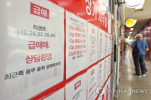 잠실의 중개업소 매물판 모습 [연합뉴스 자료사진]