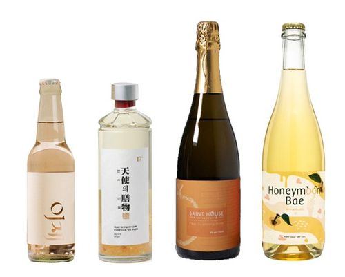 (왼쪽부터) 이제, 천사의 선물, 세인트하우스 스파클링 배와인 6도, 허니문배[제조사 홈페이지 캡처]