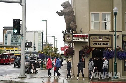 미러정상회담 개최지 알래스카 앵커리지의 14일 풍경[앵커리지 신화=연합뉴스.재판매 및 DB금지]