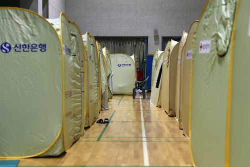 충남 예산 삽교중 임시대피소[촬영 한종구 기자]