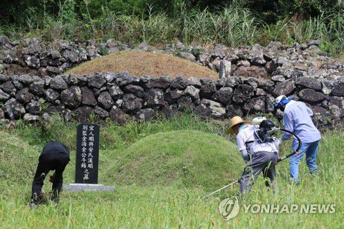 산담으로 둘러 싸인 제주 무덤[연합뉴스 자료사진]