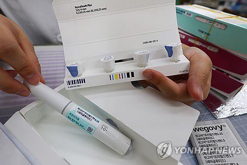 위고비 설명하는 약사2024년 10월 17일 오후 서울 종로구의 한 약국에서 약사가 비만치료제 위고비에 대해 설명하고 있다.[연합뉴스 자료사진]