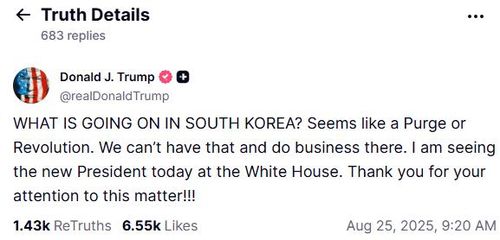 트럼프 대통령이 트루스소셜에 올린 글[트루스소셜 캡처.재판매 및 DB금지]