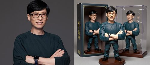 유재석 사진(왼쪽)을 '나노바나나'에 입력해 만든 가상의 피규어 사진(오른쪽)['나노바나나' 활용. 재판매 및 DB 금지]