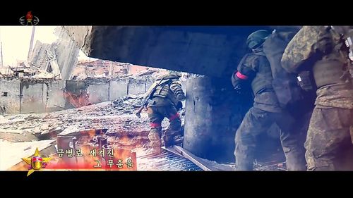 북한, 파병군 찬양 뮤직비디오 '기억하리' 공개(서울=연합뉴스) 조선중앙TV는 우크라이나 전쟁 파병군을 찬양하는 뮤직비디오 '기억하리'를 30일 공개했다. 2025.8.30 [조선중앙TV 캡처]