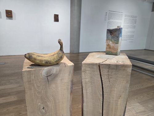 백연수 작 '바나나'와 '아몬드브리즈'(서울=연합뉴스) 박의래 기자 = 서울 평창동 김종영 미술관에서 열리고 있는 조각가 백연수 개인전 '끝나지 않은 장면'에 전시 중인 2019년 작 바나나(왼쪽)와 아몬드브리즈의 모습. 2025.9.10. laecorp@yna.co.kr
