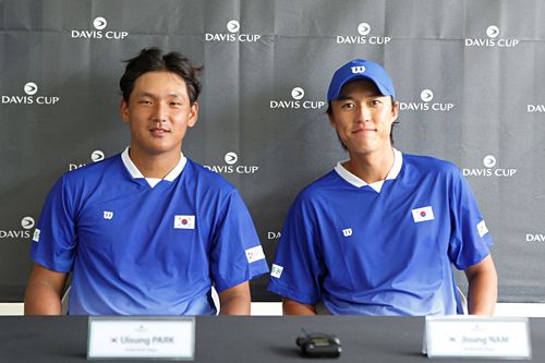 복식 승리를 따낸 박의성(왼쪽)과 남지성. [대한테니스협회 제공. 재판매 및 DB 금지]