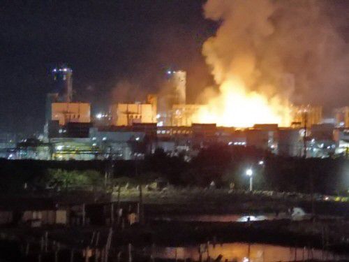 9일 대만 남부 싱다발전소 화재 [대만 중앙통신사 캡처. 재판매 및 DB 금지]