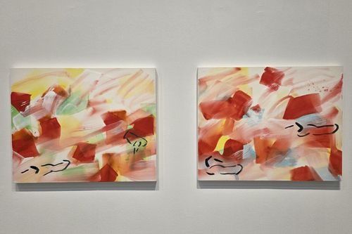 이강소 작 '바람이 분다'(대구=연합뉴스) 박의래 기자 = 26일 대구미술관에서 열리고 있는 이강소 회고전 '곡수지유: 실험은 계속된다'에 전시된 이강소 작 '바람이 분다'. 2025.9.27. laecorp@yna.co.kr