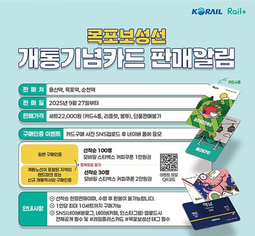 목포보성선 개통기념 교통카드 판매[코레일 제공. 재판매 및 DB 금지]