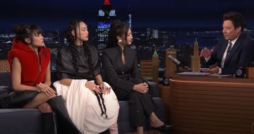 美 지미팰런쇼 출연한 헌트릭스 3인['더 투나잇 쇼 스타링 지미 팰런' 유튜브 캡처. 재판매 및 DB 금지]