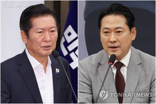 정청래 더불어민주당 대표(왼쪽)와 장동혁 국민의힘 대표[촬영 김주성] 2025.8.24 [촬영 황광모] 2025.8.27