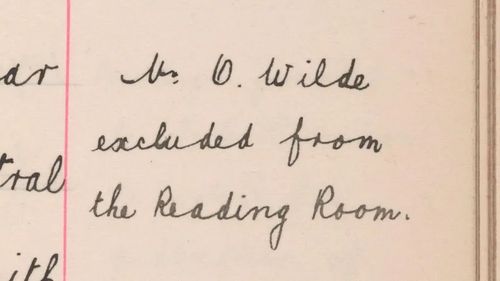 오스카 와일드의 영국도서관 열람실 출입금지 조치 기록[영국도서관 제공 사진. DB 및 재판매 금지]