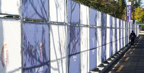 APEC 정상회의장 인근에 설치된 펜스[촬영 윤관식]