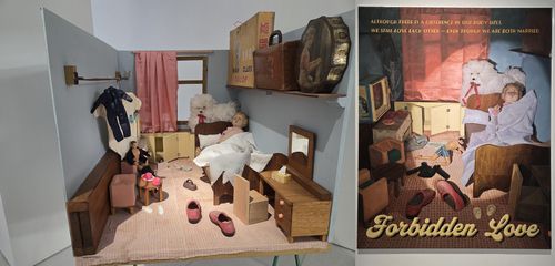 시용쥔 개인전 '불온한 사랑'(서울=연합뉴스) 박의래 기자 = 서울 원서동 아라리오갤러리 서울에 전시 중인 시용쥔 작 '호텔 룸 토이 세트'(왼쪽)와 회화 작품 '불온한 사랑'. 2025.10.27. laecorp@yna.co.kr