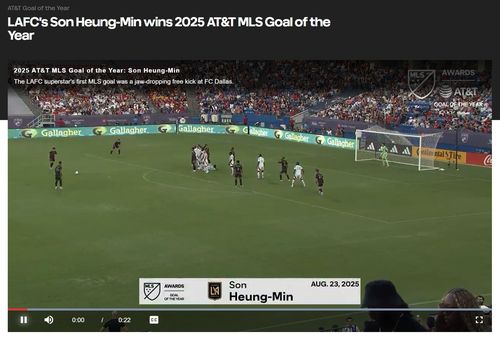 '2025 MLS 올해의 골'로 선정된 손흥민의 MLS 데뷔골 장면[MLS 홈페이지 캡처. 재판매 및 DB 금지]