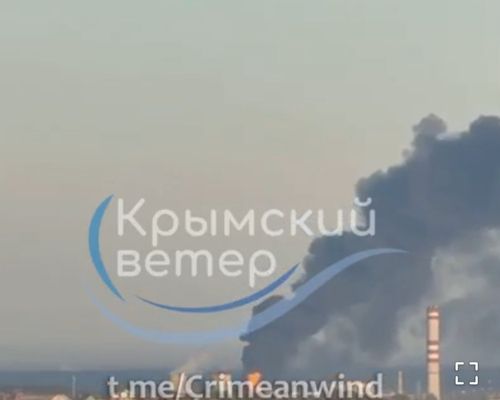 우크라이나 드론 공격받은 크림반도 석유 저장소 [친우크라이나 텔레그램 채널 영상 캡처. 재판매 및 DB금지]