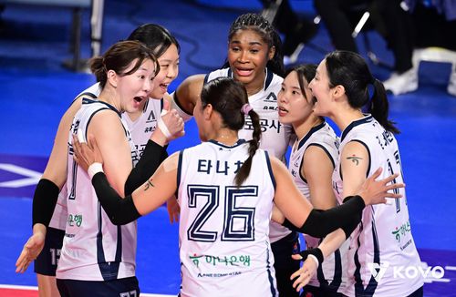 득점 후 기뻐하는 한국도로공사 선수들[한국배구연맹 제공. 재판매 및 DB 금지]