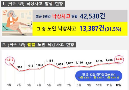 5년간 노인 낙상사고 제주 전체의 31.5%[제주도소방안전본부 제공, 재판매 및 DB 금지]