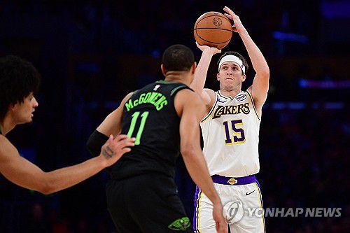 오스틴 리브스의 슛[Gary A. Vasquez-Imagn Images/로이터=연합뉴스]