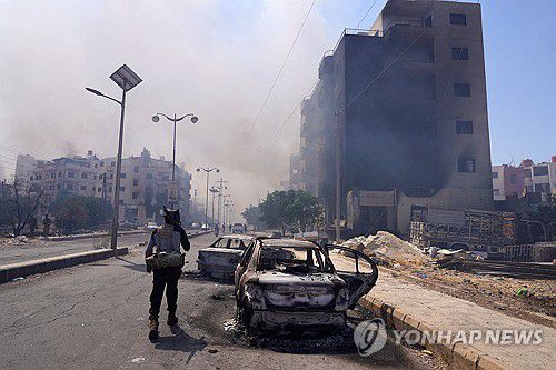 지난 7월 19일 시리아 남부 스웨이다 드루즈족-베두인족 충돌 현장[로이터 연합뉴스 자료사진. 재판매 및 DB 금지]