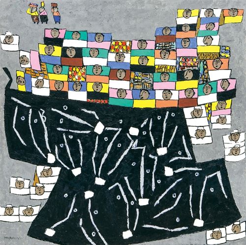 '소시장 이야기', 캔버스에 유채, 200x200cm, 2015[현대화랑 제공]