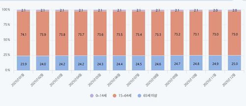 2025년 재외국민의 연령별 인구 현황[행정안전부 제공]