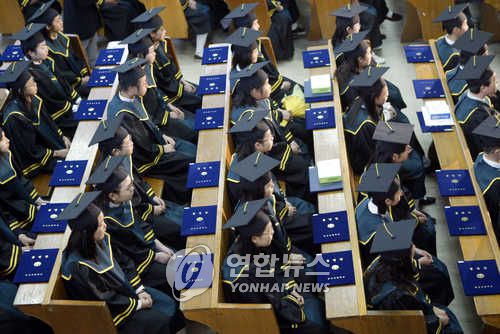 사각모쓰고 졸업하는 초등학생들[연합뉴스 자료사진]