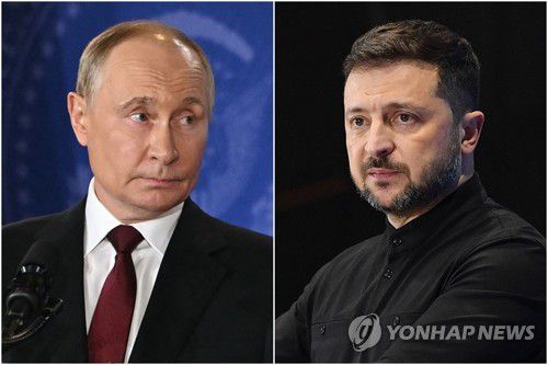 푸틴 러시아 대통령(왼쪽)과 젤렌스키 우크라이나 대통령[AFP·EPA=연합뉴스 자료사진. 재판매 및 DB 금지]