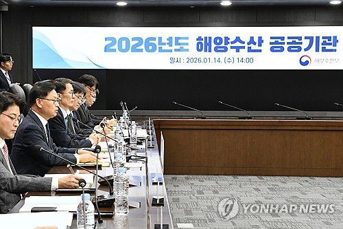 2026년도 해양수산부 산하 공공기관 업무보고(서울=연합뉴스) 김성범 해양수산부 장관 직무대행이 14일 해양수산부 본관 대회의실에서 열린 '해양수산부 산하 공공기관 업무보고'에서 발언하고 있다. 2026.1.14 [해양수산부 제공. 재판매 및 DB 금지] photo@yna.co.kr